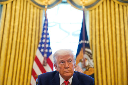 U.S. President Donald Trump signs executive orders at the White House