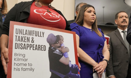 FILE PHOTO: Family members and supporters of Kilmar Abrego Garcia hold a press conference in Washington