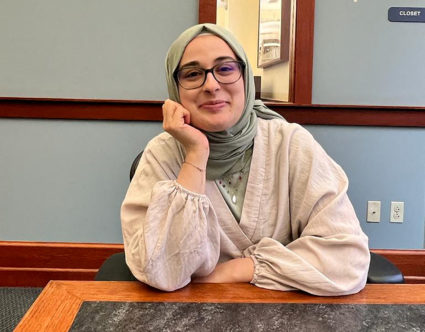 FILE PHOTO: Rumeysa Ozturk, a Turkish doctoral student at Tufts University in Somerville, Massachusetts, poses in an undat...