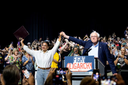 Bernie Sanders and Alexandria Ocasio-Cortez hold a rally in Bakersfield