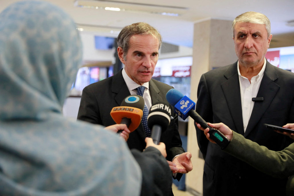 International Atomic Energy Agency (IAEA) Director General Rafael Grossi speaks to the media, in Tehran