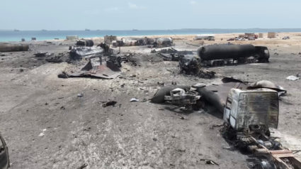 Aftermath of US military strikes in Yemen's Ras Isa fuel port