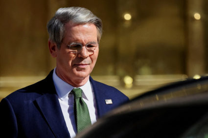 FILE PHOTO: FILE PHOTO: US Treasury's Bessent leaves the Economy Ministry building, in Buenos Aires