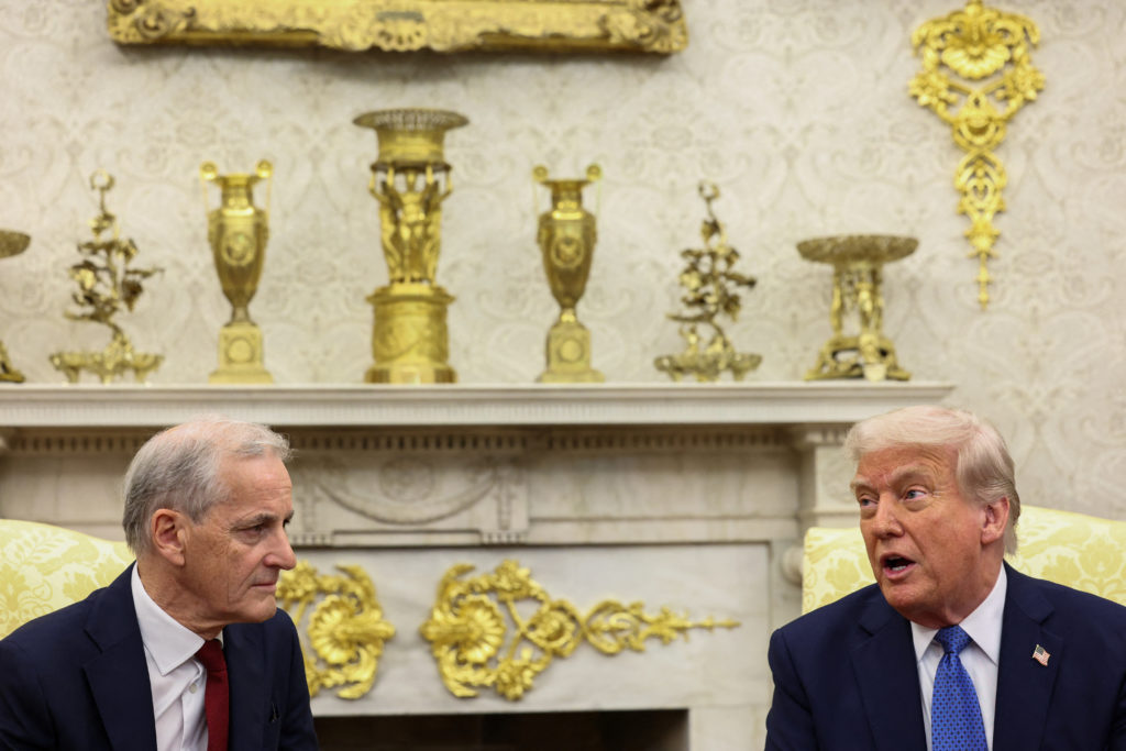 U.S. President Donald Trump meets with Norway's Prime Minister Jonas Gahr Stoere in Washington