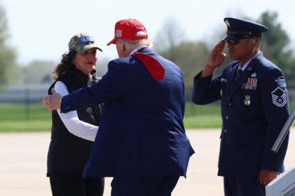 U.S. President Donald Trump celebrates his first 100 days in office