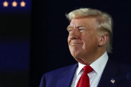 U.S. President Donald Trump holds a rally to celebrate his first 100 days in office