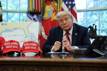 U.S. President Trump signs executive orders at the White House