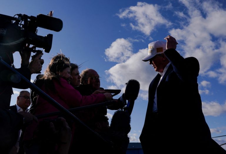 U.S. President Trump boards Air Force One en route to Washington, D.C, at Morristown Municipal Airport