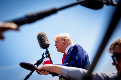 President Trump Departs The White House En Route To Michigan