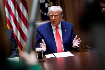 Trump defends enormous tariffs on China as markets take another dip