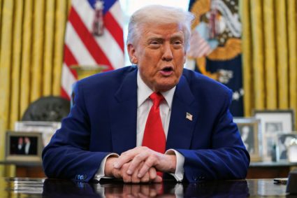 U.S. President Donald Trump signs executive orders at the White House