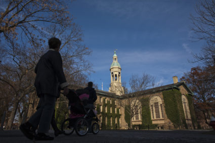 Students walk around the Princeton University campus in New Jersey
