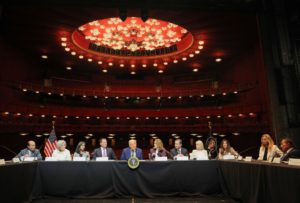 U.S. President Donald Trump attends a board meeting for the Kennedy Center in Washington