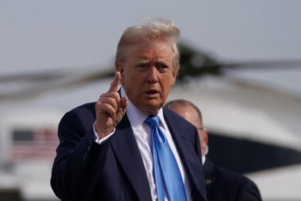 U.S. President Trump departs en route to attend Pope Francis' funeral, at Joint Base Andrews