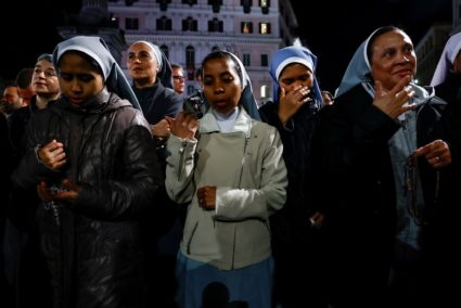 Prayer service at the Papal Basilica of Saint Mary Major, after Pope Francis' funeral, in Rome