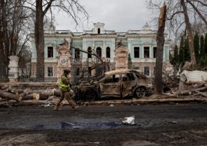 Aftermath of a Russian missile attack in Sumy