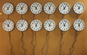 Wall clocks going to a Capital Grill restaurant are tested at the Electric Time Company in Medfield