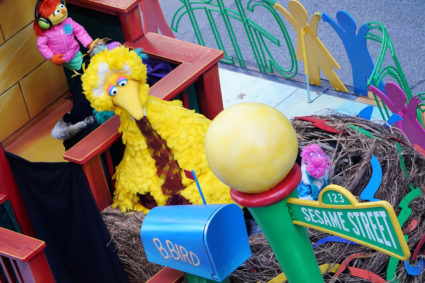 Big Bird from Sesame Street rides a float along 6th Avenue during the 92nd Macy's Thanksgiving Day Parade in New York City