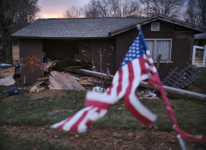 Debris and damage in the aftermath of Hurricane Helene in North Carolina