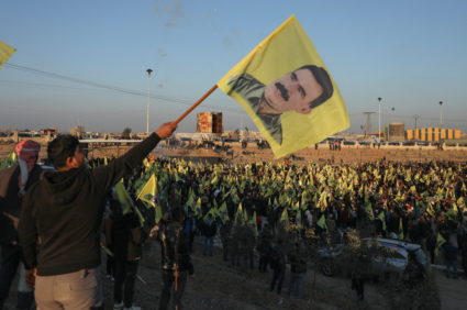 Syrian Kurds gather in Hasakah after Turkey's jailed militant leader Abdullah Ocalan called on his Kurdistan Workers Party...
