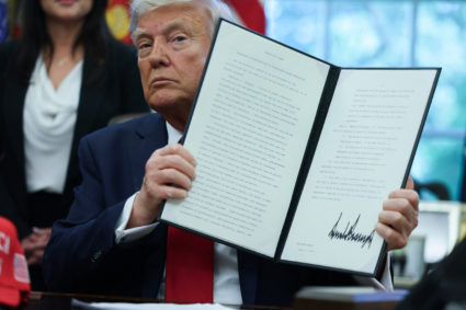 U.S. President Trump signs executive orders at the White House