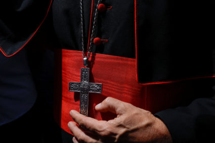 Cardinal Jean-Paul Vesco arrives ahead of the conclave to elect the next pope, as seen from Rome