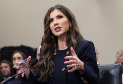 Secretary of Homeland Security Kristi Noem testifes on Capitol Hill in Washington