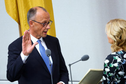 Friedrich Merz of the Christian Democratic Union (CDU) is sworn in as the new German Chancellor, in Berlin