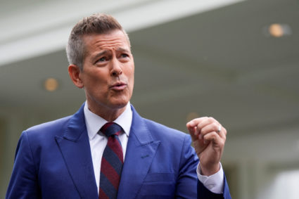 U.S. Transportation Secretary Sean Duffy speaks to the media in Washington