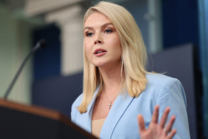 White House Press Secretary Leavitt holds a briefing at the White House in Washington, U.S.