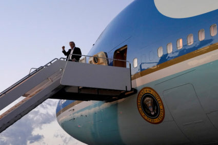 FILE PHOTO: U.S. President Trump disembarks Air Force One at Palm Beach International Airport