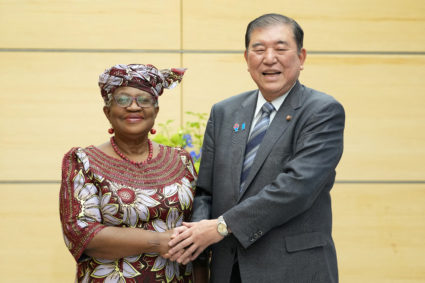 World Trade Organization (WTO) Director-General Ngozi Okonjo-Iweala meets Japan's Prime Minister Shigeru Ishiba