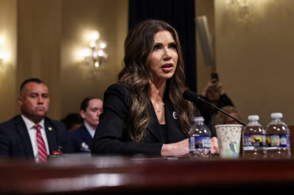 U.S. Secretary of Homeland Security Kristi Noem testifes before a House Homeland Security hearing, in Washington