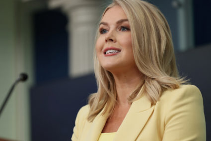 White House Press Secretary Leavitt holds a press briefing at the White House in Washington