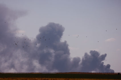 Smoke rises from Gaza, as seen from Israel
