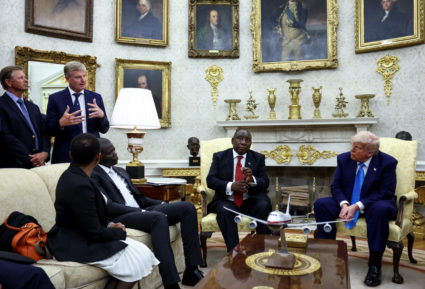 U.S. President Donald Trump meets South African President Cyril Ramaphosa at the White house