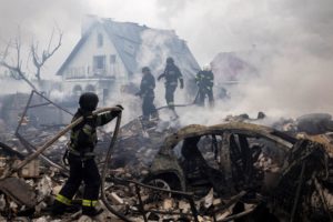 Aftermath of a Russian attack in Kyiv region