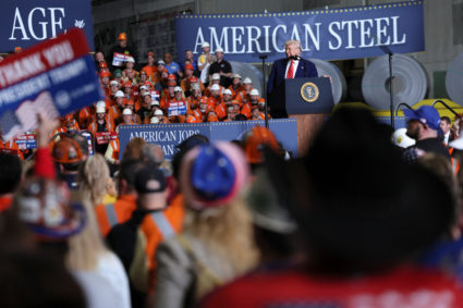 U.S. President Trump visits U.S. Steel Corporation–Irvin Works in West Mifflin