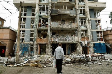 Aftermath of a Russian drone strike, amid Russia's attack on Ukraine, in Kyiv,