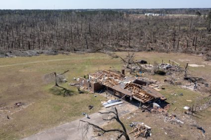 Tornado damage in southern Mississippi