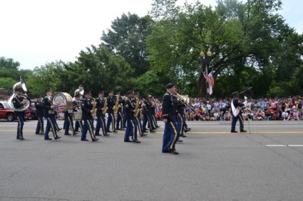 The District of Columbia National Guard 257th Army Band marches in the Independence Day Parade in Washington