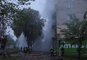 Russian drone and missile strike in Kyiv