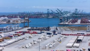 A lack of container ships at the Port of Los Angeles