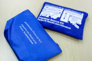 FILE PHOTO: Overdose Rescue kits are sit on a table during an Opioid Overdose Prevention Training class provided by Lourde...