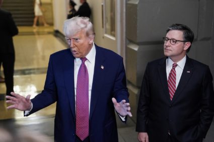 U.S. President Trump attends a closed House Republican Conference meeting on Capitol Hill in Washington