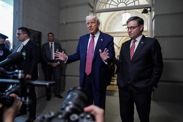U.S. President Trump attends a closed House Republican Conference meeting on Capitol Hill in Washington