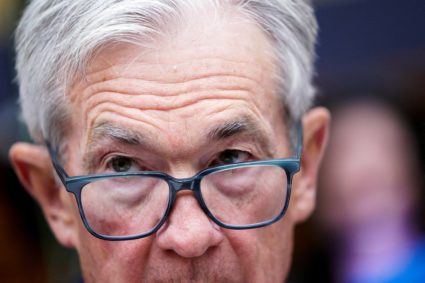 FILE PHOTO: U.S. Federal Reserve Chair Jerome Powell testifies before a House Financial Services Committee hearing in Wash...