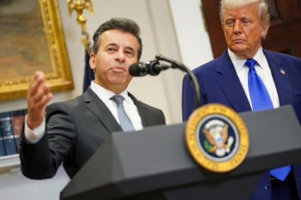 U.S. President Trump and U.S. Health and Human Services (HHS) Secretary Kennedy attend a press conference, in Washington