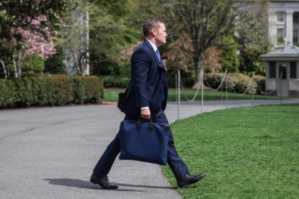 U.S. President Trump departs the White House