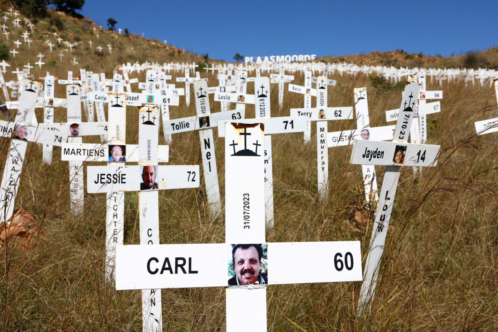 White Crosses Representing Farmers Allegedly Killed Over the Years